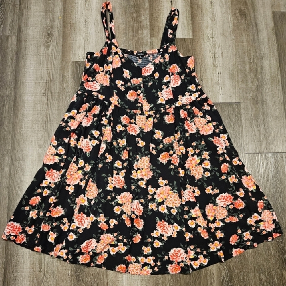 Torrid 4 Black Floral Smocked Skater Sundress Fit Flare Summer 2016